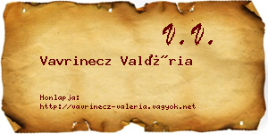 Vavrinecz Valéria névjegykártya